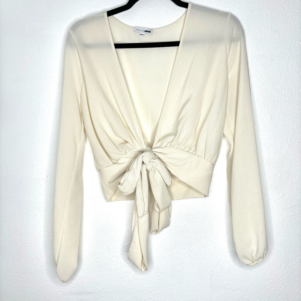 Fashion nova medium cream colored cropped top